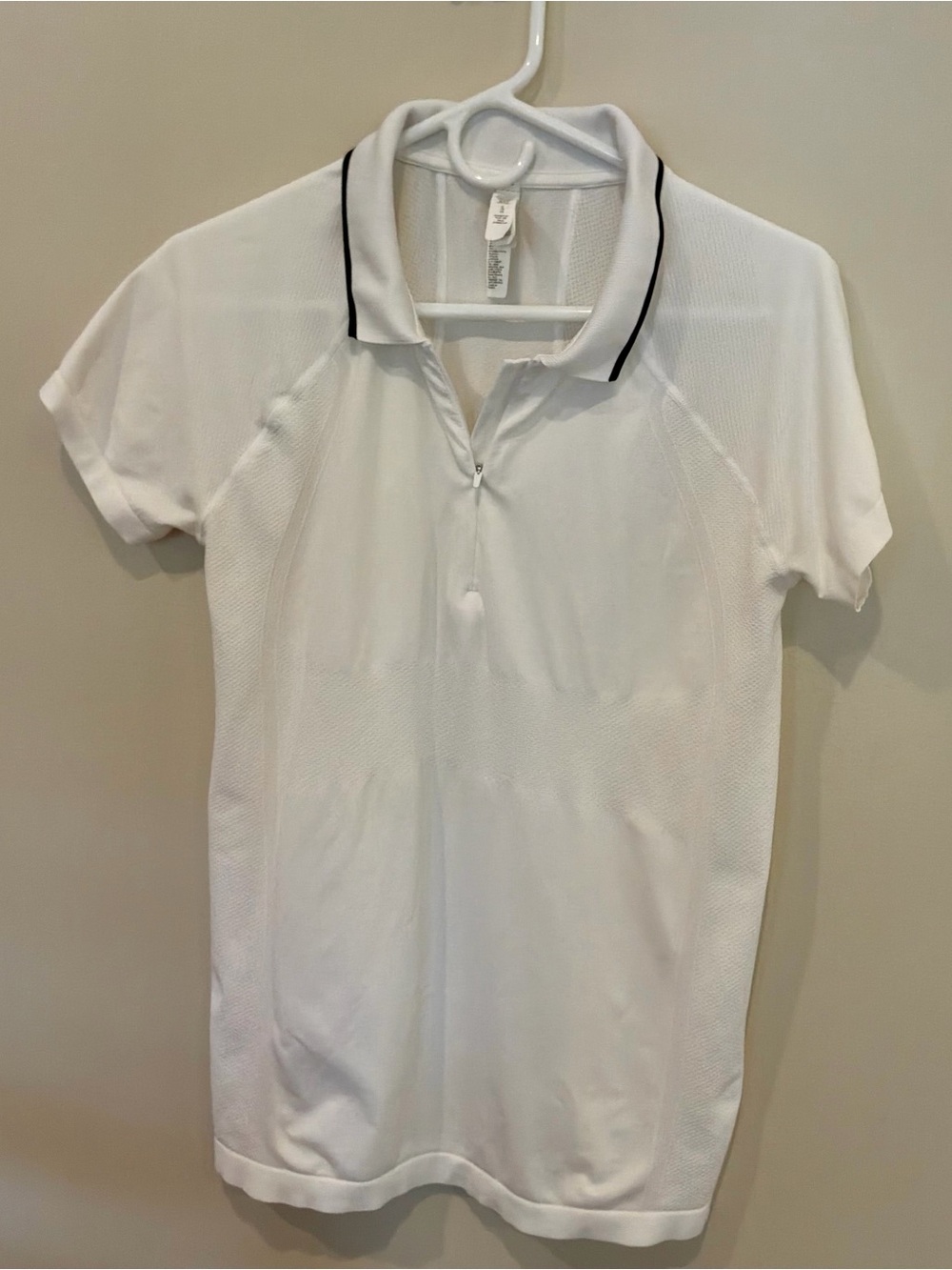 Athleta Momentum Polo Tee White Black Trim Women’s XL